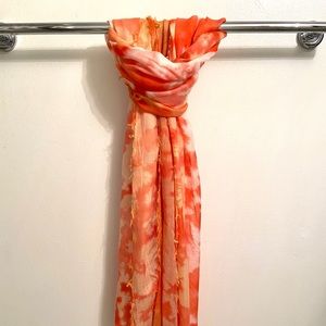 Bright coral & orange tie dye scarf